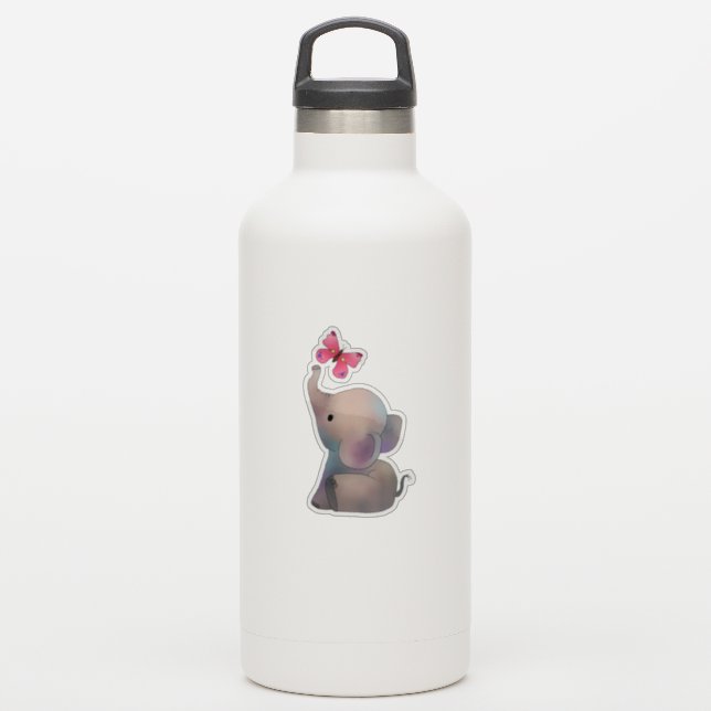 Elephant with butterfly sticker (Waterbottle)