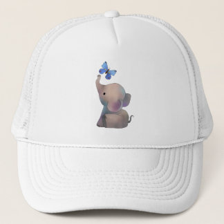 Elephant with butterfly trucker hat
