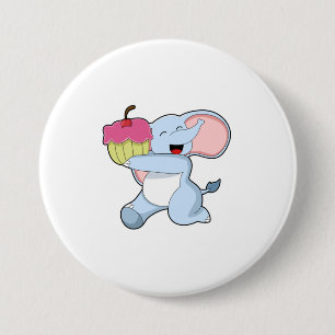 Elephant with Cake 7.5 Cm Round Badge