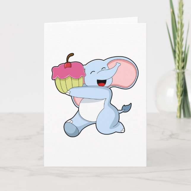 Elephant with Cake Card (Front)