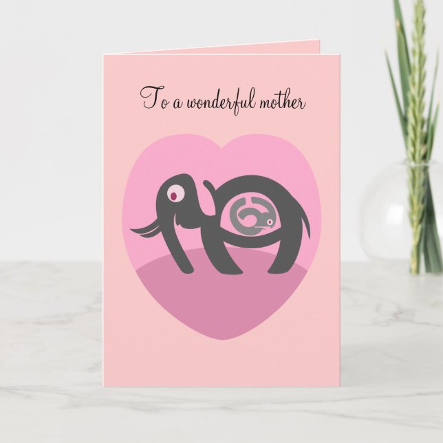Elephant with calf Valentines Day card (Front)