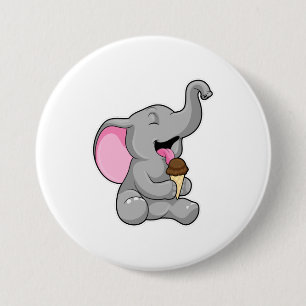 Elephant with Chocolate Waffle ice cream 7.5 Cm Round Badge