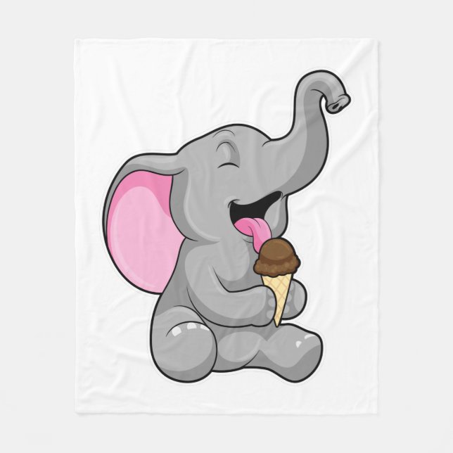 Elephant with Chocolate Waffle ice cream Fleece Blanket (Front)