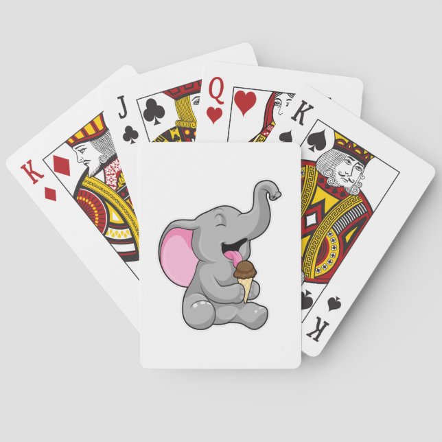 Elephant with Chocolate Waffle ice cream Playing Cards (Back)