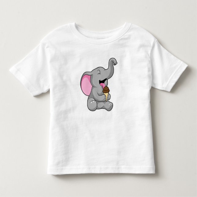 Elephant with Chocolate Waffle ice cream Toddler T-Shirt (Front)
