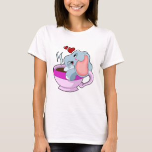 Elephant with Coffee Cup T-Shirt