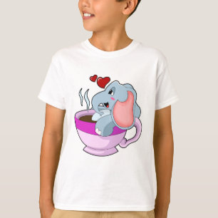 Elephant with Coffee Cup T-Shirt