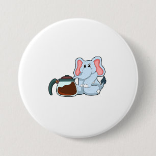 Elephant with Coffee pot 7.5 Cm Round Badge