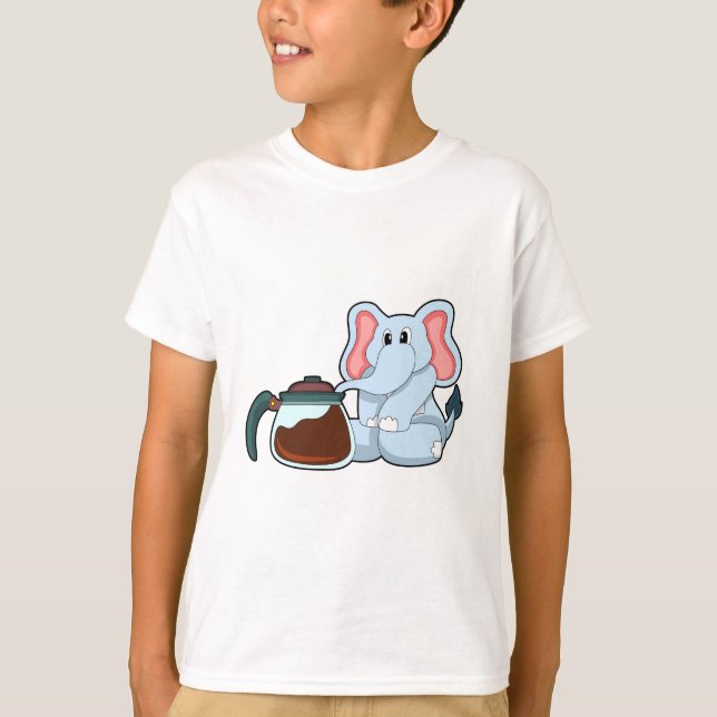 Elephant with Coffee pot T-Shirt (Front)