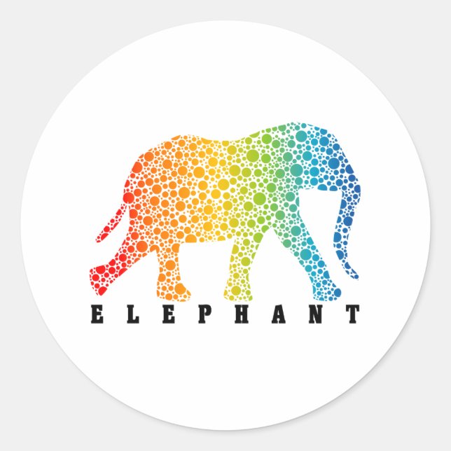 Elephant with Colours Classic Round Sticker (Front)