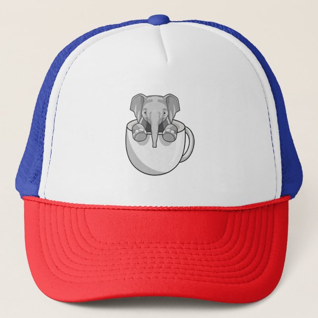 Elephant with Cup Trucker Hat (Front)