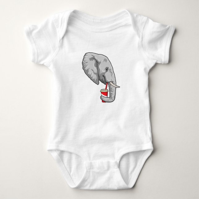 Elephant with Drink Baby Bodysuit (Front)