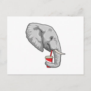 Elephant with Drink Postcard