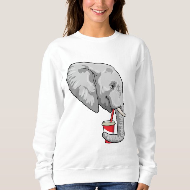 Elephant with Drink Sweatshirt (Front)