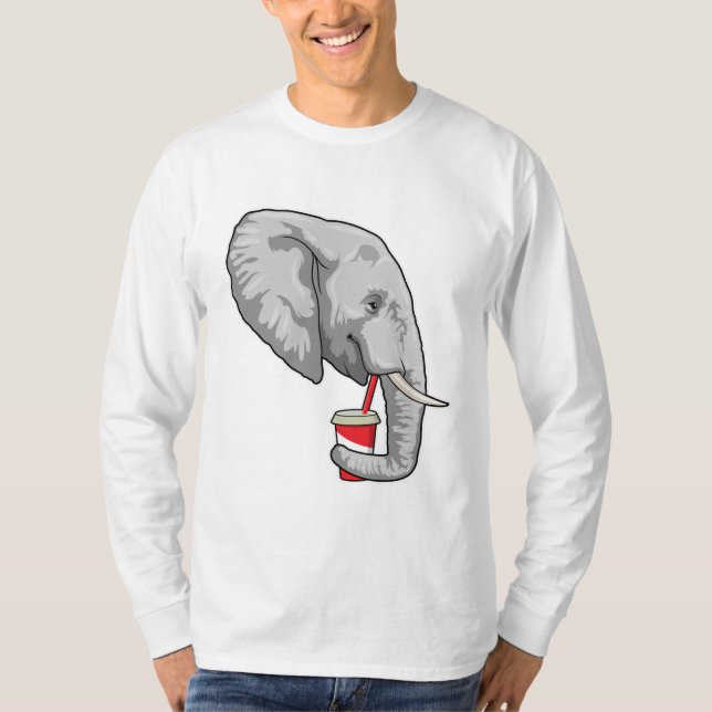 Elephant with Drink T-Shirt (Front)