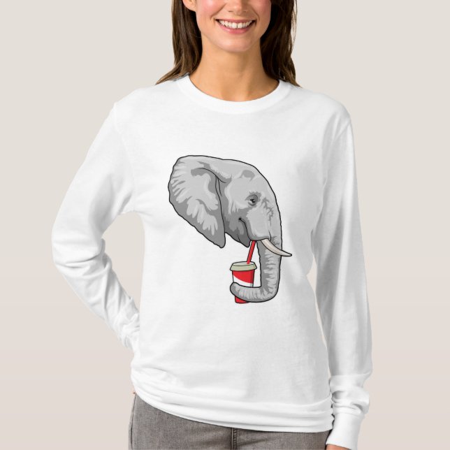 Elephant with Drink T-Shirt (Front)