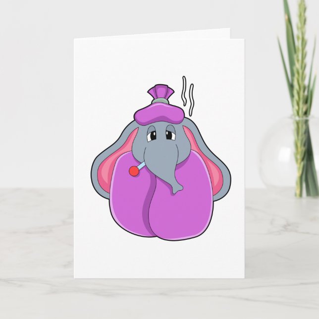 Elephant with Fever thermometer Card (Front)