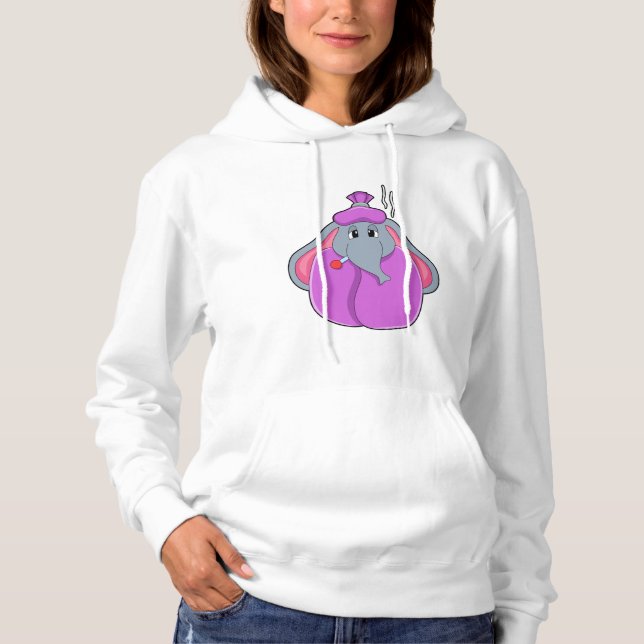 Elephant with Fever thermometer Hoodie (Front)