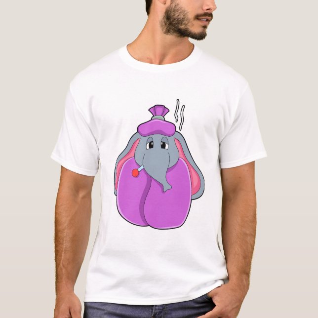 Elephant with Fever thermometer T-Shirt (Front)
