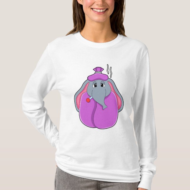 Elephant with Fever thermometer T-Shirt (Front)