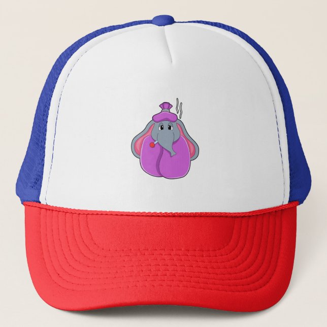 Elephant with Fever thermometer Trucker Hat (Front)