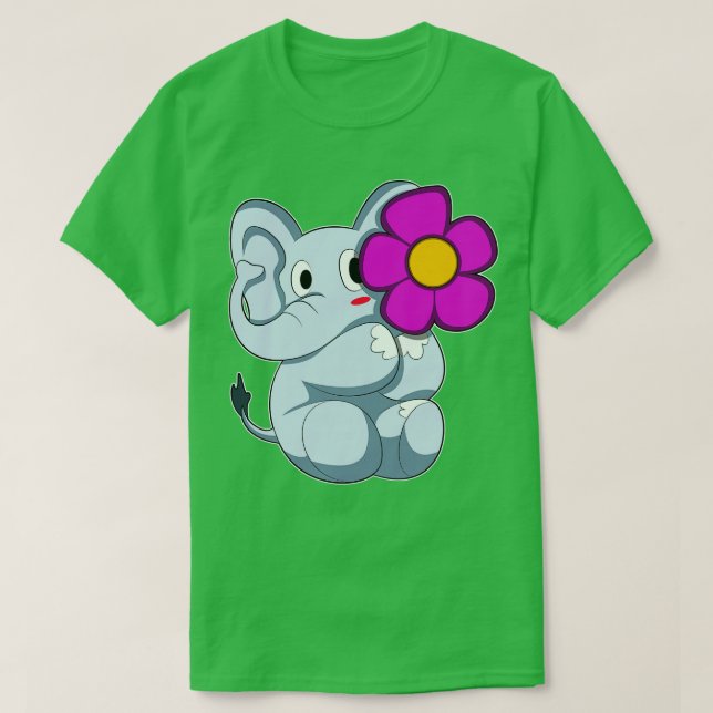 Elephant with Flower 3 T-Shirt (Design Front)