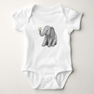 Elephant with Flower Baby Bodysuit