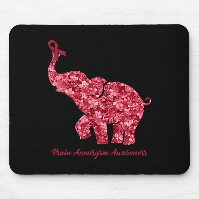 Elephant With Flower Brain Aneurysm Awareness Ribb Mouse Pad (Front)