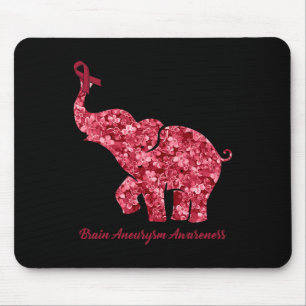 Elephant With Flower Brain Aneurysm Awareness Ribb Mouse Pad