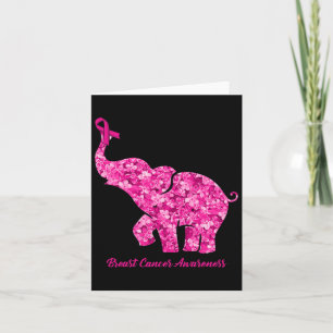 Elephant With Flower Breast Cancer Awareness Ribbo Card