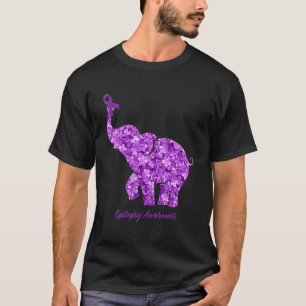 Elephant With Flower Epilepsy Awareness Ribbon T-Shirt