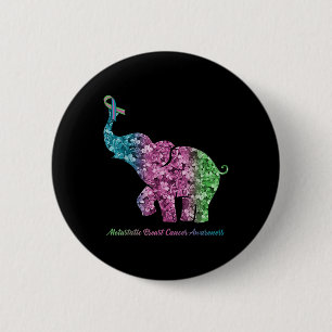 Elephant With Flower Metastatic Breast Cancer Awar 6 Cm Round Badge