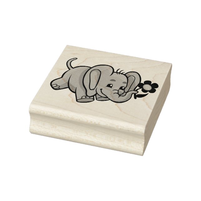 Elephant with Flower Rubber Stamp (Stamp)