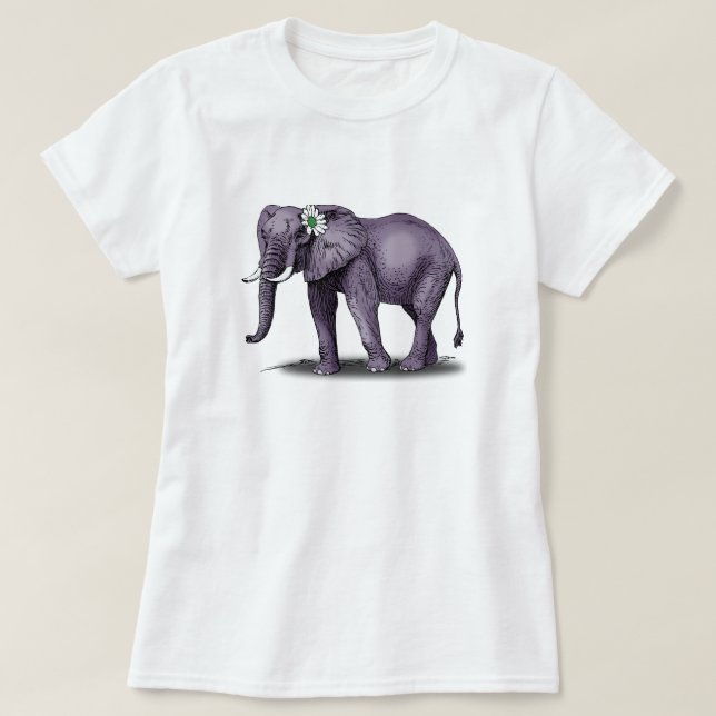 elephant with flower T-Shirt (Design Front)