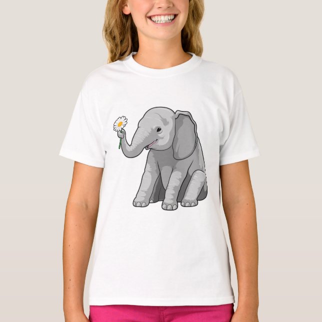 Elephant with Flower T-Shirt (Front)