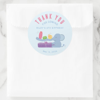 Elephant with Gifts Thank You Classic Round Sticker