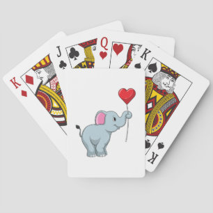 Elephant with Heart Balloon Playing Cards