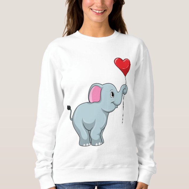 Elephant with Heart Balloon Sweatshirt (Front)