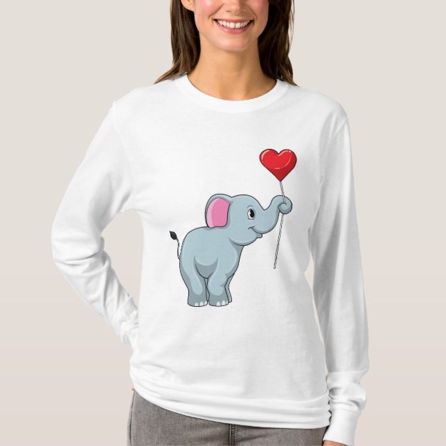 Elephant with Heart Balloon T-Shirt (Front)