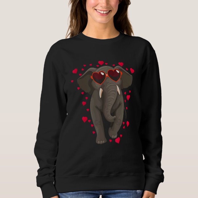 Elephant With Heart Sunglasses Cute Elephant Sweatshirt (Front)