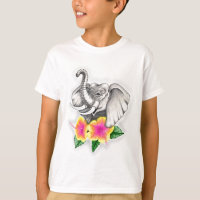 Elephant with Hibiscus Design
