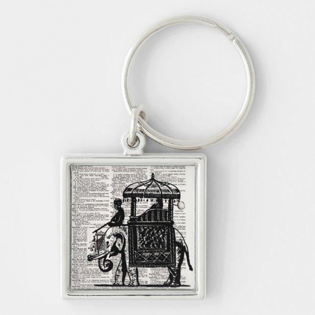 Elephant with Howdah Dictionary Art Key Ring (Front)