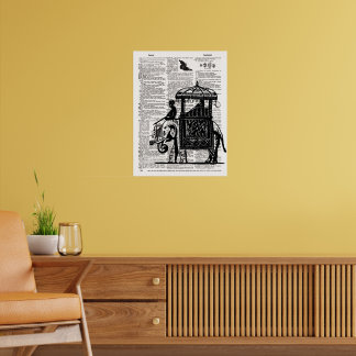 Elephant with Howdah Dictionary Art Poster