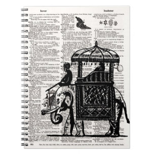Elephant with Howdah Dictionary Art Spiral Notebook