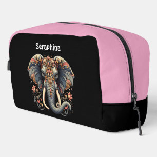 Elephant with intricate floral designs dopp kit