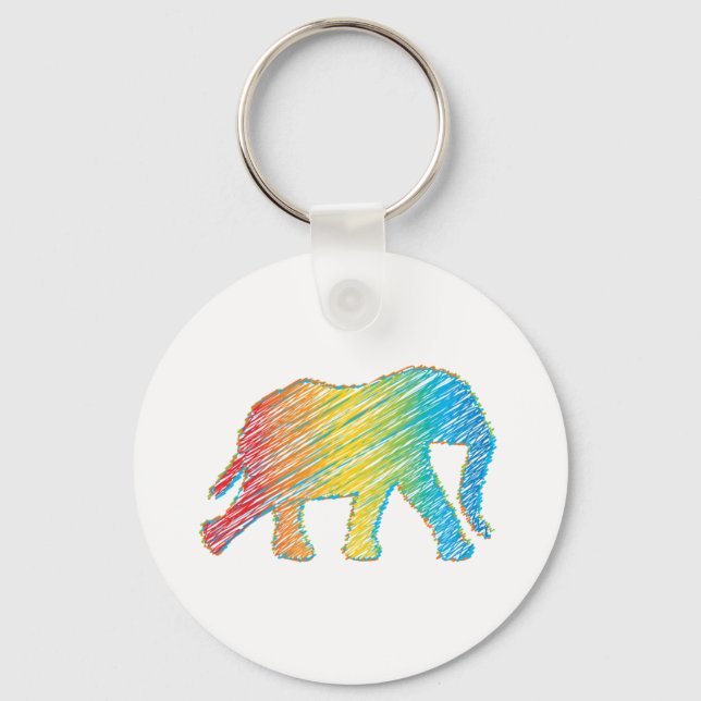 Elephant with Lines Key Ring (Front)