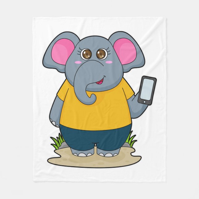 Elephant with Mobile Fleece Blanket (Front)
