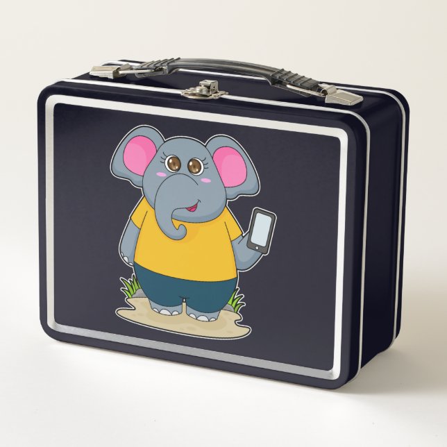 Elephant with Mobile Metal Lunch Box (Front)
