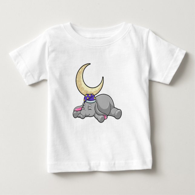 Elephant with Moon Baby T-Shirt (Front)