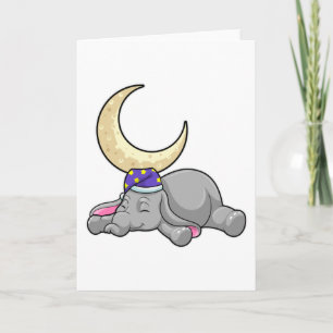 Elephant with Moon Card